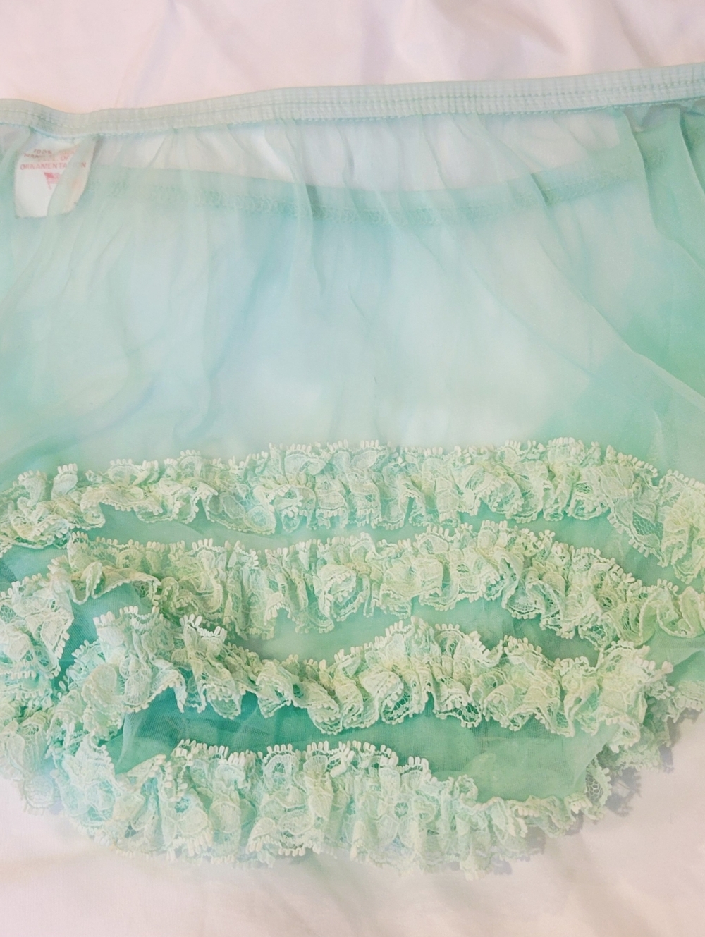 SAM'S Light Mint Sheer Ruffle Petticoat Panties  - X-Large - Picture 3 of 5